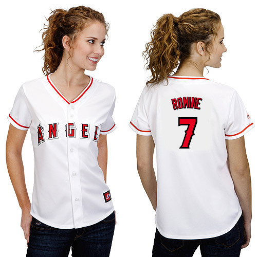 Andrew Romine #7 mlb Jersey-Los Angeles Angels of Anaheim Women's Authentic Home White Cool Base Baseball Jersey